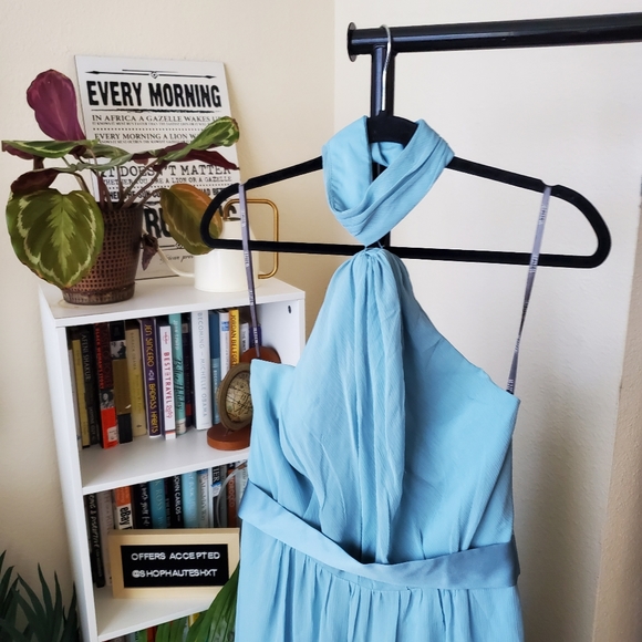 Vera Wang Halter Neck Bridesmaid Dress Mist - Picture 4 of 7